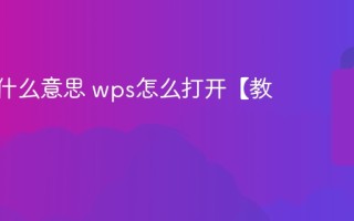 wps是什么意思 wps怎么打开【教程】