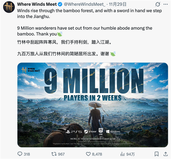 两周收获900万玩家 《燕云十六声》咋就在国外火了-第3张图片-佛山资讯网