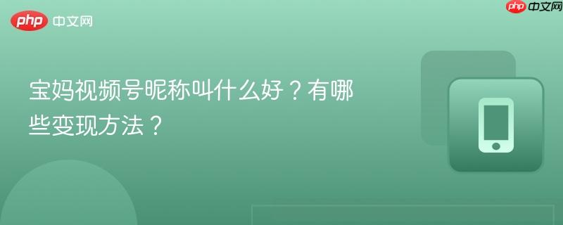 宝妈视频号昵称叫什么好？有哪些变现方法？-第1张图片-佛山资讯网