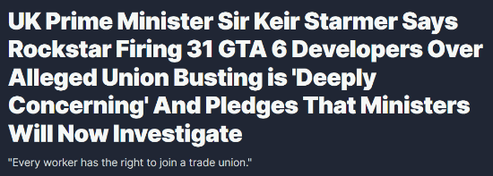 《GTA6》裁员风波触动英国首相：令人深切担忧-第1张图片-佛山资讯网