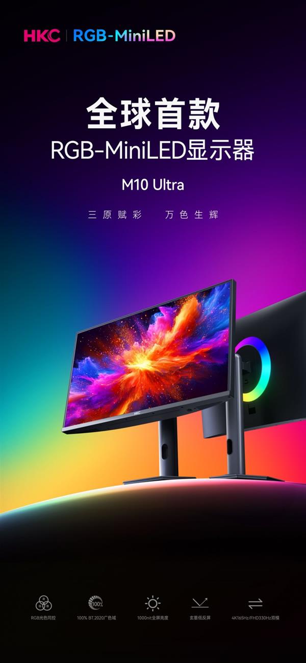 HKC官宣!全球首发RGB-MiniLED显示器M10 Ultra 引领显示技术新高度-第1张图片-佛山资讯网 HKC官宣!全球首发RGB-MiniLED显示器M10 Ultra 引领显示技术新高度-第1张图片-佛山资讯网