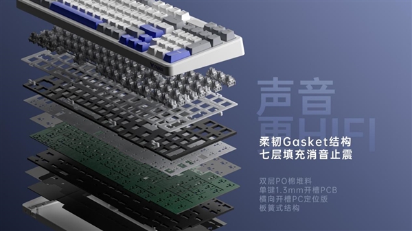 1700h续航 7层消音 雷柏V700DIY-98长续航版客制化多模无线机械键盘发布-第3张图片-佛山资讯网