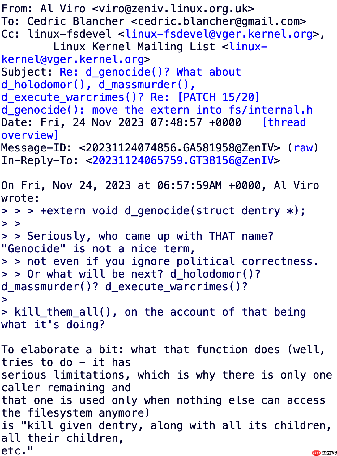 Linux 6.19 内核移除“d_genocide ()”函数-第1张图片-佛山资讯网