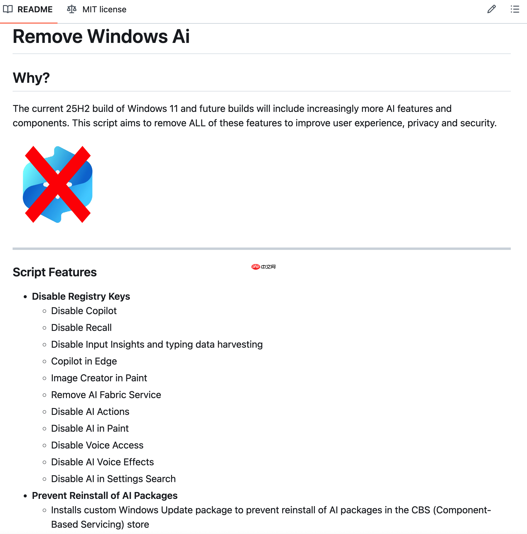 RemoveWindowsAI:移除 Windows 11 AI 功能的开源脚本-第1张图片-佛山资讯网 RemoveWindowsAI:移除 Windows 11 AI 功能的开源脚本-第1张图片-佛山资讯网