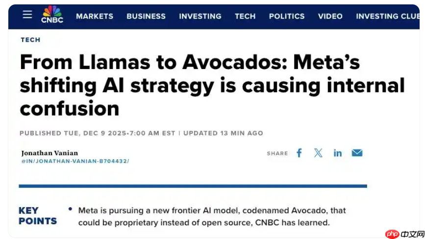 Meta 或将于 2026 年一季度推出新 AI 大模型 Avocado-第1张图片-佛山资讯网 Meta 或将于 2026 年一季度推出新 AI 大模型 Avocado-第1张图片-佛山资讯网