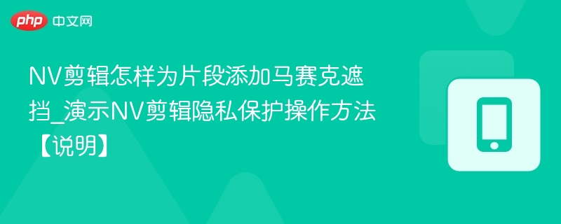 NV剪辑怎样为片段添加马赛克遮挡_演示NV剪辑隐私保护操作方法【说明】-第1张图片-佛山资讯网