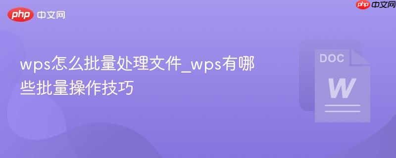 wps怎么批量处理文件_wps有哪些批量操作技巧-第1张图片-佛山资讯网 wps怎么批量处理文件_wps有哪些批量操作技巧-第1张图片-佛山资讯网