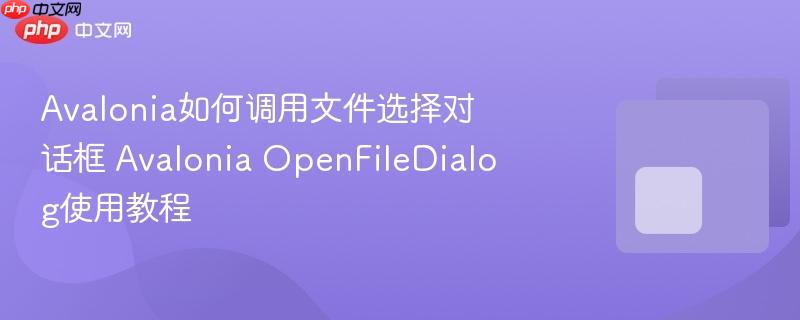 Avalonia如何调用文件选择对话框 Avalonia OpenFileDialog使用教程-第1张图片-佛山资讯网