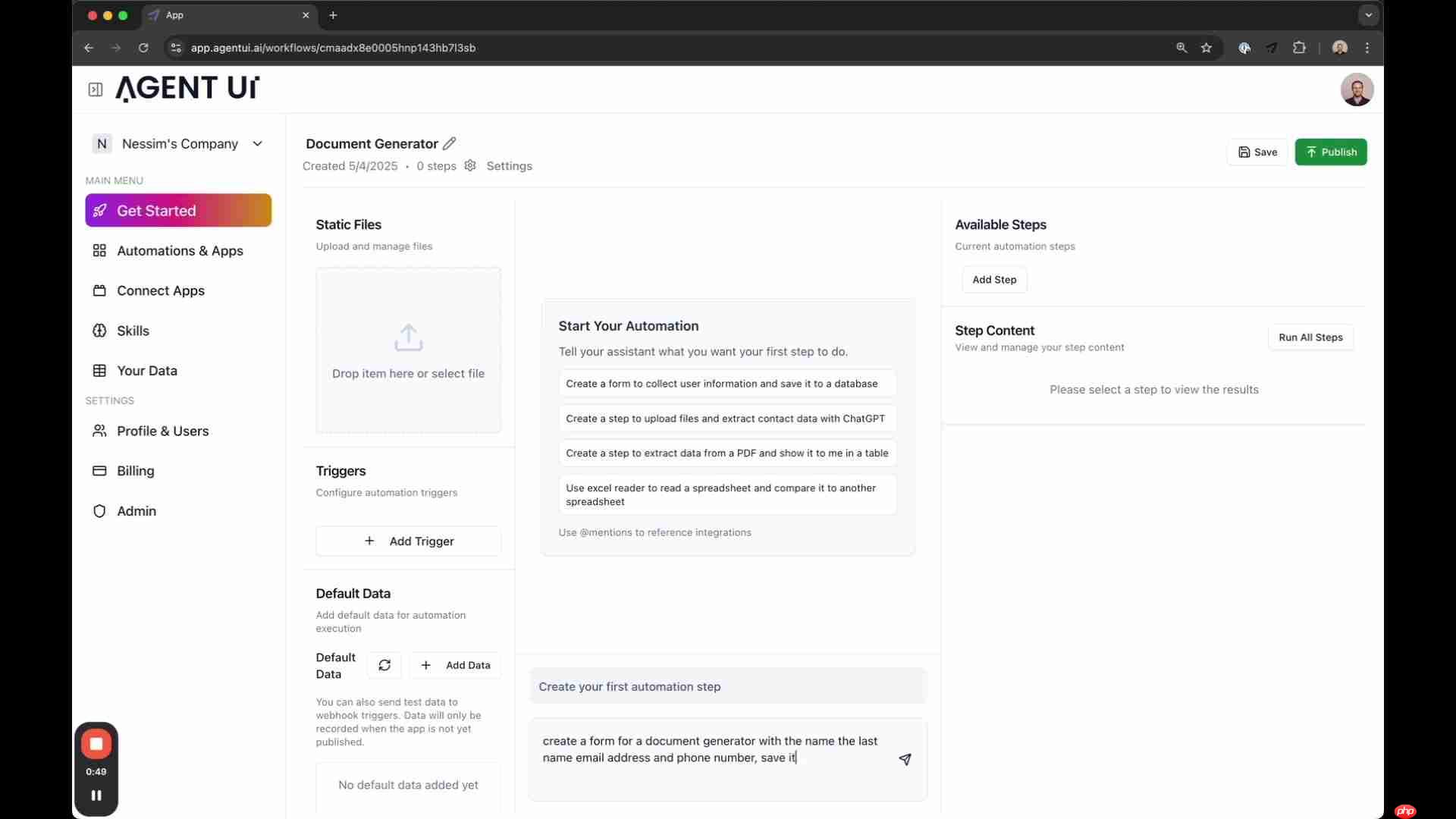 Agent UI:轻松创建自动化工作流和文档生成器-第5张图片-佛山资讯网 Agent UI:轻松创建自动化工作流和文档生成器-第5张图片-佛山资讯网