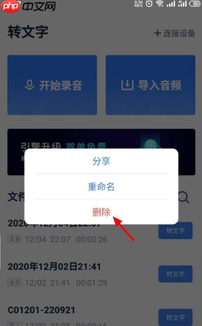 《讯飞听见》删除录音文件方法-第2张图片-佛山资讯网