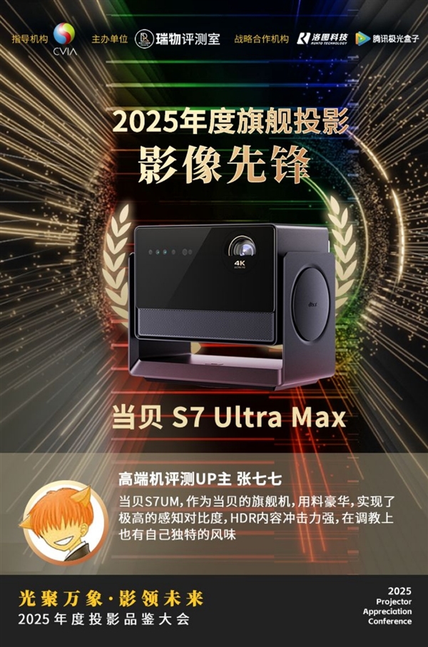 斩获“2025年度旗舰投影影像先锋”！当贝S7 Ultra Max成万元标杆-第2张图片-佛山资讯网