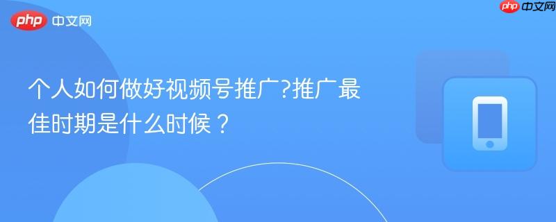 个人如何做好视频号推广?推广最佳时期是什么时候？-第1张图片-佛山资讯网