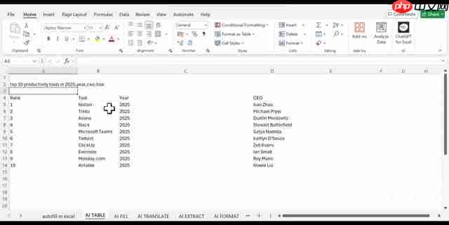 Excel AI表格函数教程：数据管理与分析效率提升-第5张图片-佛山资讯网