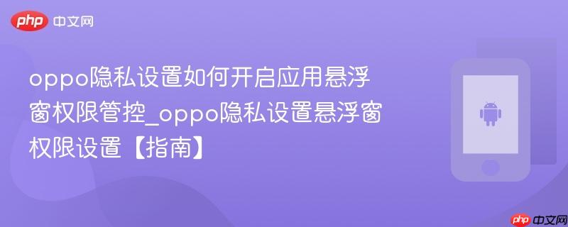 oppo隐私设置如何开启应用悬浮窗权限管控_oppo隐私设置悬浮窗权限设置【指南】-第1张图片-佛山资讯网 oppo隐私设置如何开启应用悬浮窗权限管控_oppo隐私设置悬浮窗权限设置【指南】-第1张图片-佛山资讯网