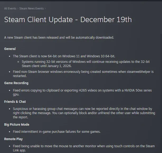 时代的眼泪！Steam将正式抛弃Win7和32位用户-第2张图片-佛山资讯网