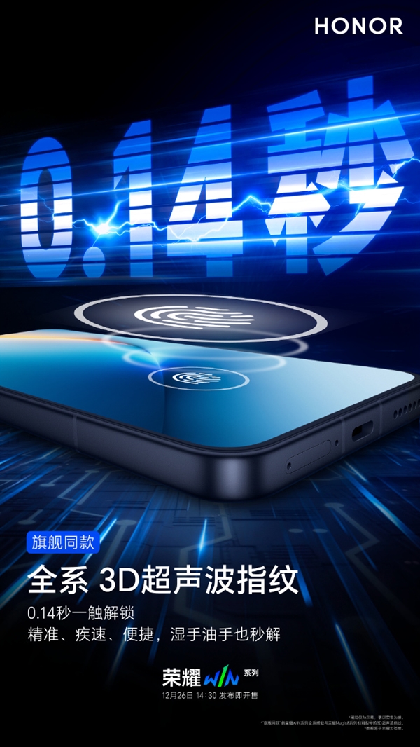 0.14秒解锁！荣耀WIN系列全系标配3D超声波指纹 湿手也能开-第2张图片-佛山资讯网