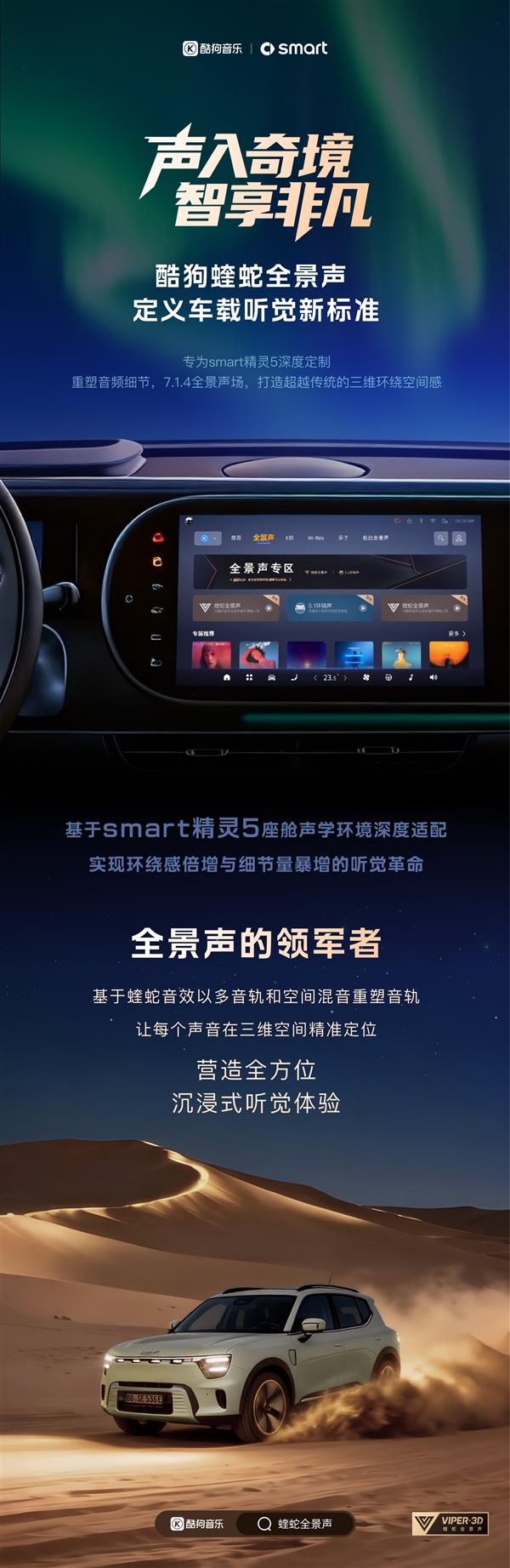  酷狗蝰蛇全景声深度适配smart精灵5号 定义车载听觉新标准-第3张图片-佛山资讯网