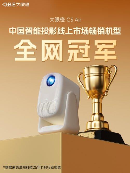 全网登顶！大眼橙C3 Air夺得智能投影全品类单品销量冠军-第1张图片-佛山资讯网