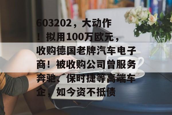 603202，大动作！拟用100万欧元，收购德国老牌汽车电子商！被收购公司曾服务奔驰、保时捷等高端车企，如今资不抵债-第1张图片-佛山资讯网
