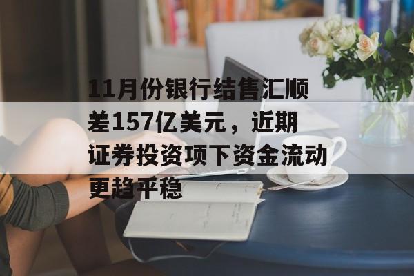 11月份银行结售汇顺差157亿美元,近期证券投资项下资金流动更趋平稳-第1张图片-佛山资讯网 11月份银行结售汇顺差157亿美元,近期证券投资项下资金流动更趋平稳-第1张图片-佛山资讯网