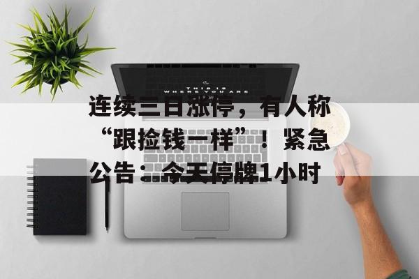 连续三日涨停，有人称“跟捡钱一样”！紧急公告：今天停牌1小时-第1张图片-佛山资讯网